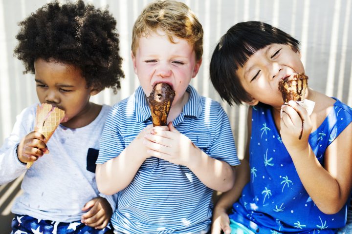 Children enjoying with ice cream